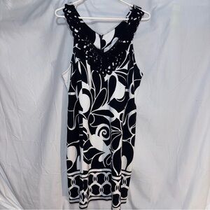 Crown & Ivy Black and White Halter Sheath Dress